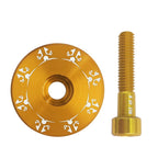 Deying Bike Headset Cap With Aluminum Bolts 1-1/8 Stem Top Cap With Aluminum Alloy Bolt For Mtb, Road Bike (Gold)