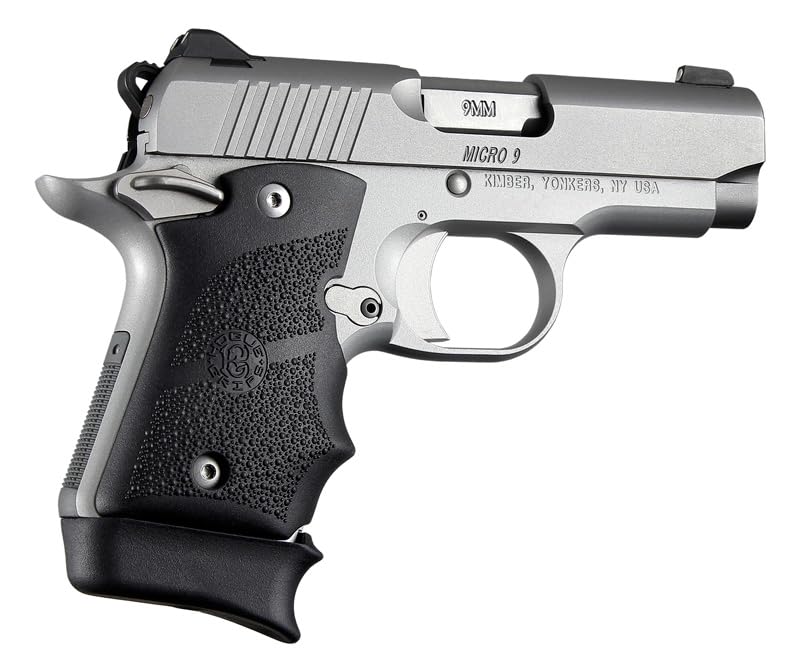 Hogue Overmolded Rubber Grip For Kimber Micro 9 (Ambi Safety) With Finger Grooves, Black - 39080