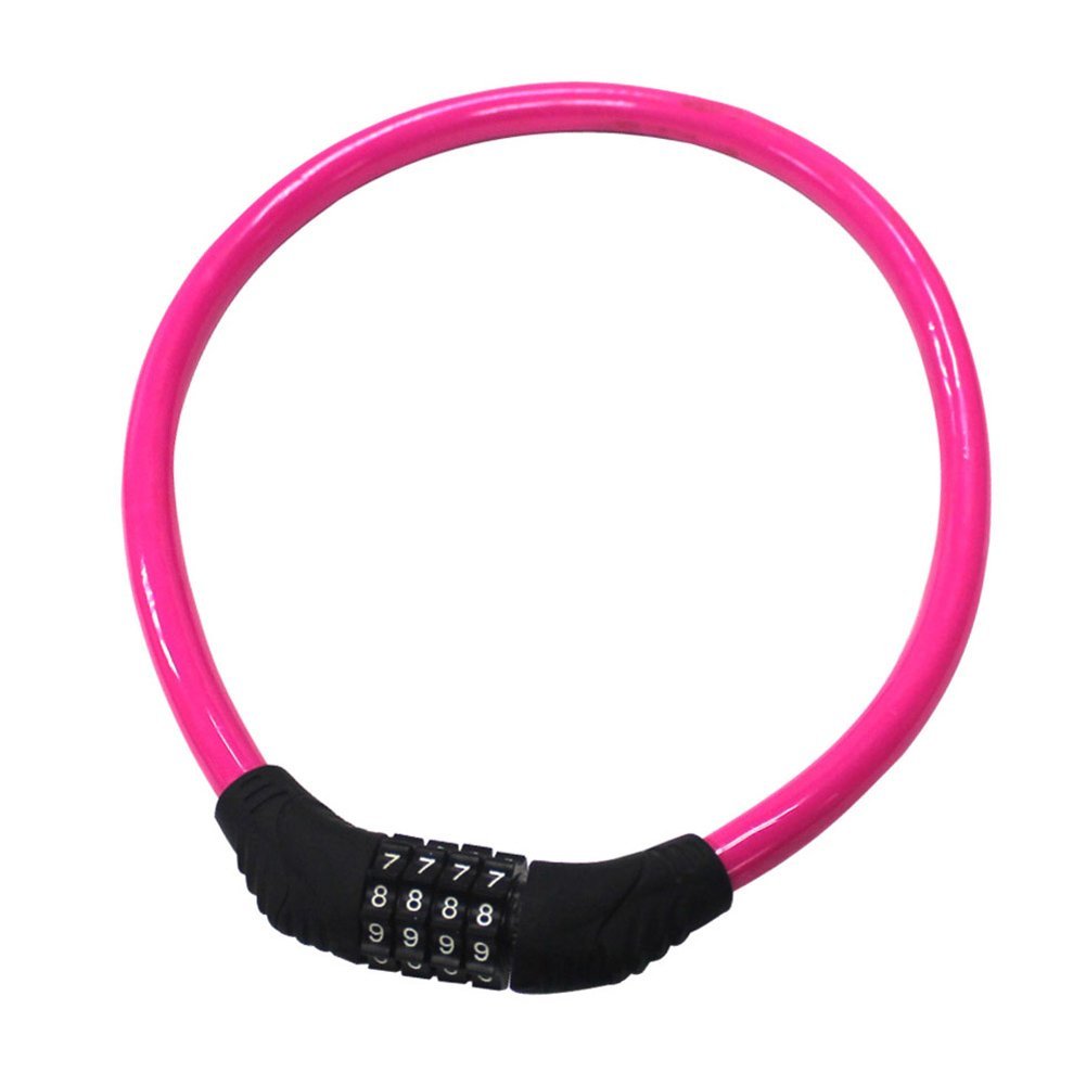 Sanwo Security Bike Lock 4 Digit Resettable Combination Cable Lock For Bicycle , 2 Feet X 1/2 Inch (Pink)