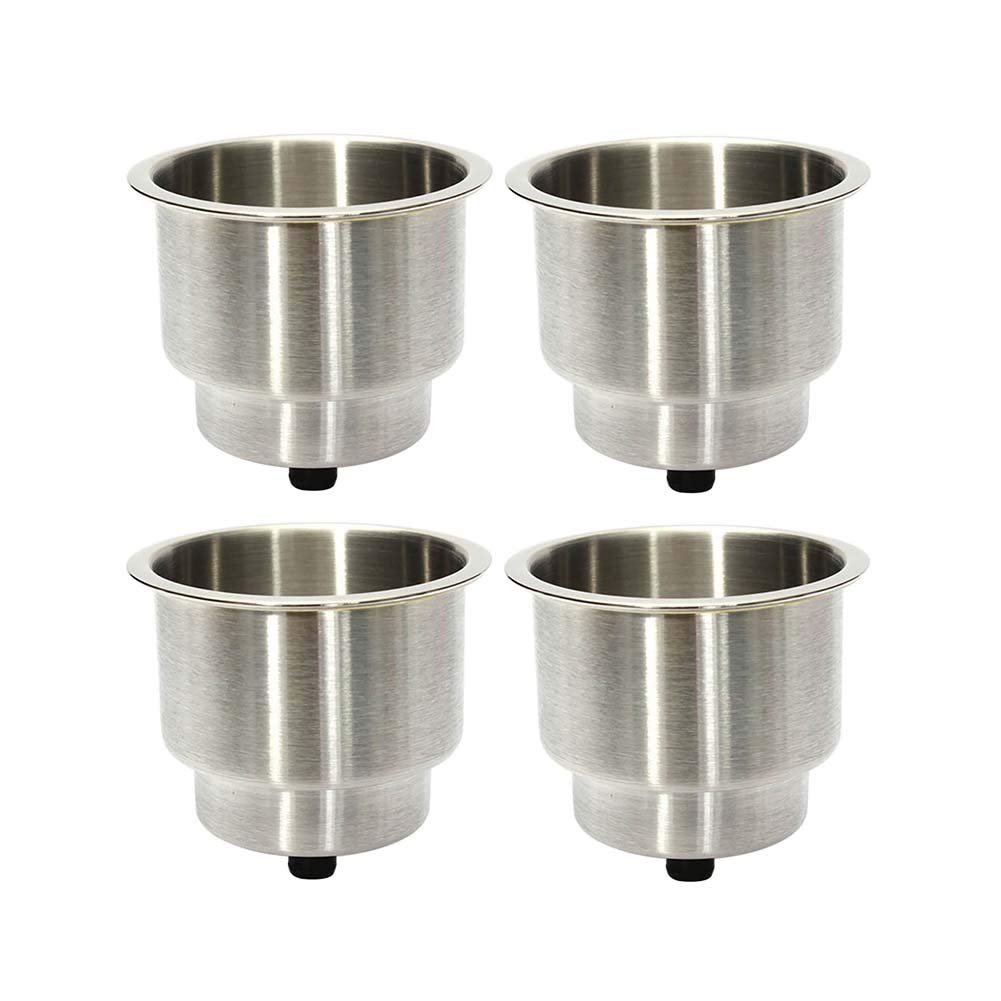 Marinebaby 4Pcs Stainless Steel Cup Drink Holder With Drain Marine Boat Cup Holder Insert Rv Camper