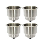 Marinebaby 4Pcs Stainless Steel Cup Drink Holder With Drain Marine Boat Cup Holder Insert Rv Camper