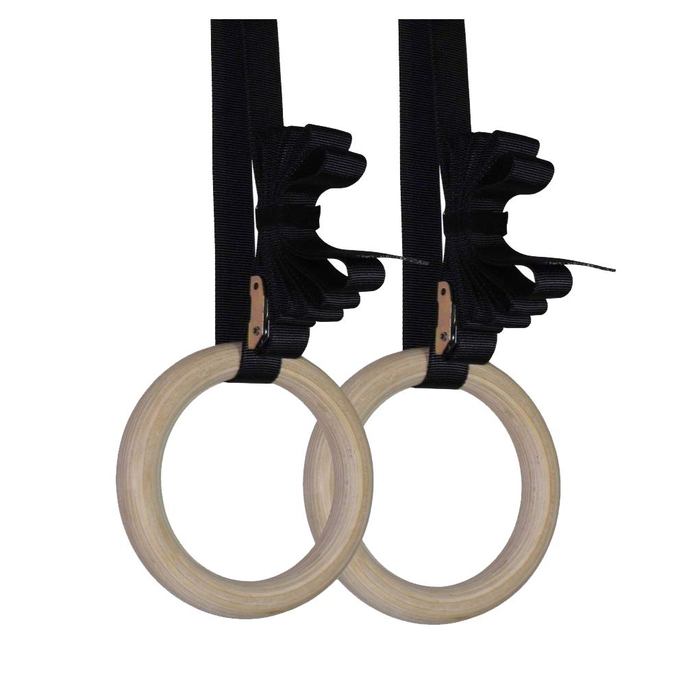 Titan Fitness Wooden Gymnastics Rings With Cam Buckle Straps, Home Gym Equipment, 8?