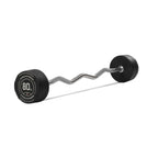 Titan Fitness 80 Lb Rubber Ez Curl Fixed Barbell, Pre-Loaded Weight Bar For Strength Training & Weightlifting