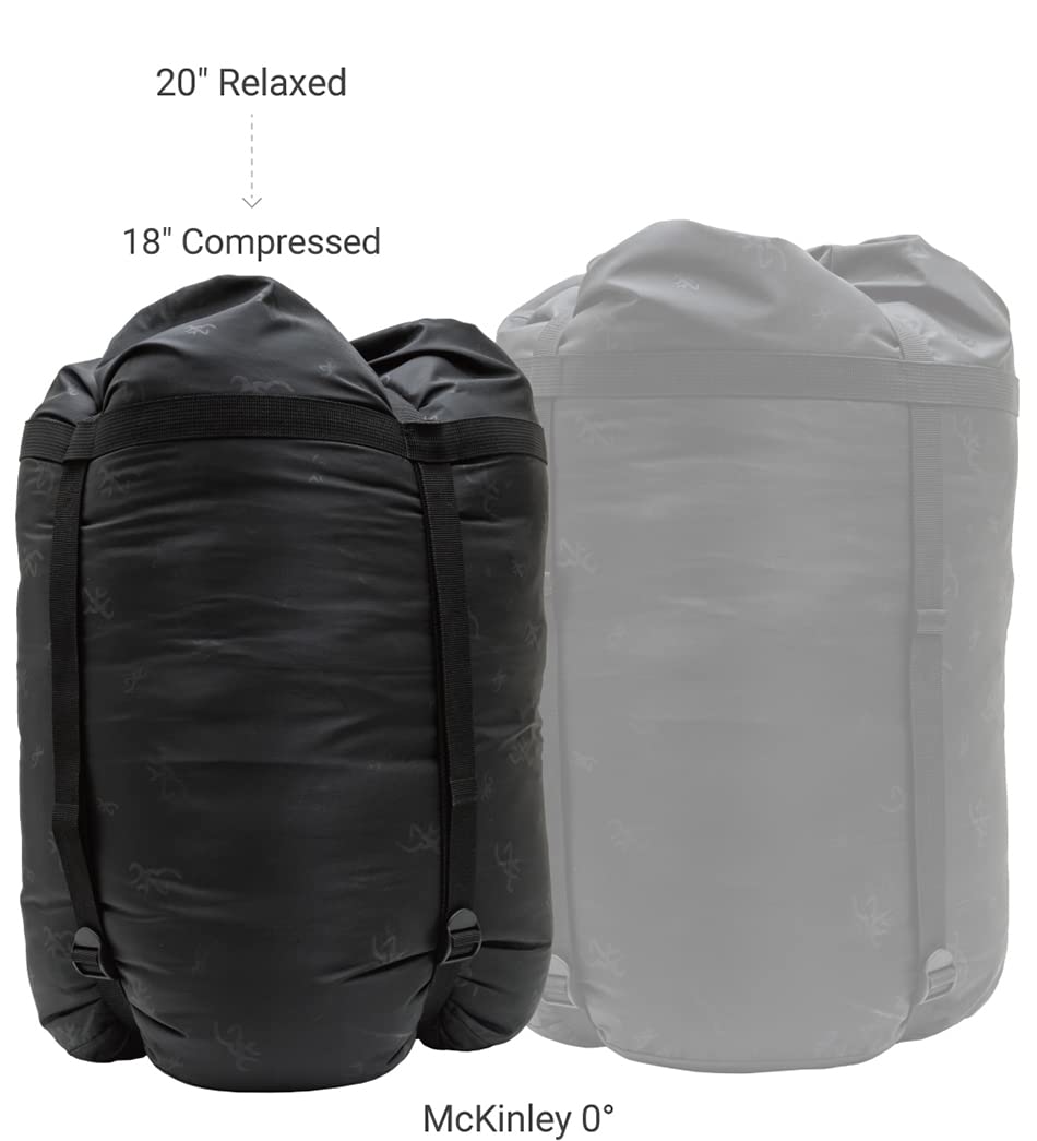 Browning Mckinley 0? Sleeping Bag - Oversize Insulated Hooded Rectangle Made With Ripstop Outer And Brushed Polyester Liner, Wit