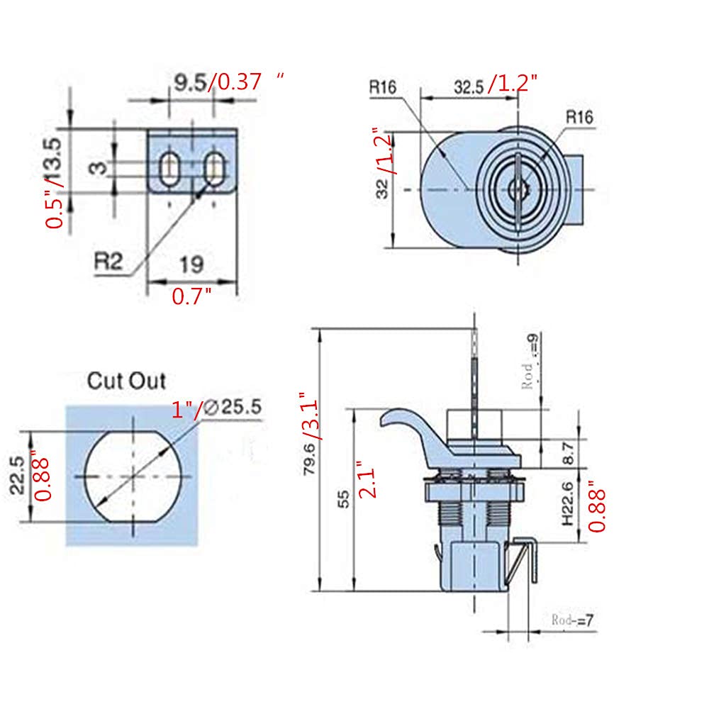 2Pcs Push Button Series Plastic & Metal To Close Latch With Locking For Marine Boat Tool Box, Glove Box