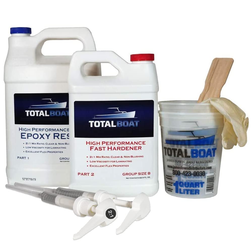 Totalboat High Performance Epoxy Kit, Crystal Clear Marine Grade Resin And Hardener For Woodworking, Fiberglass And Wood Boat Bu