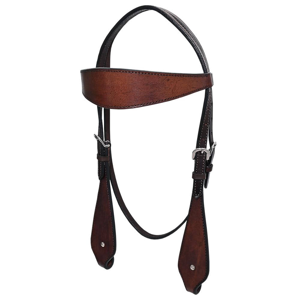 HILASON Western Horse Headstall Breast Collar Set Genuine American Leather Plain Dark Brown | for Horses Headstalls