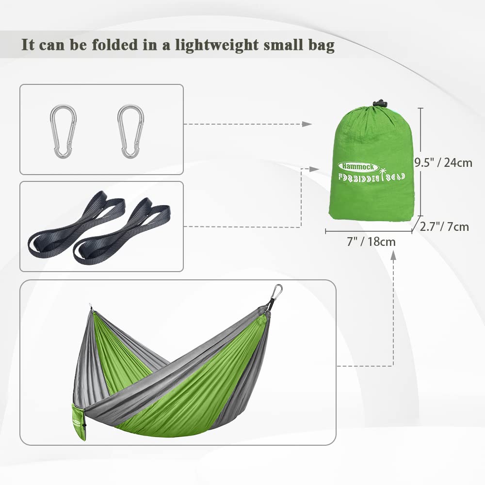Forbidden Road Camping Hammock 400Lbs Capacity Portable Hammock For Outside, Backyard, Travel, Backpacking, Beach