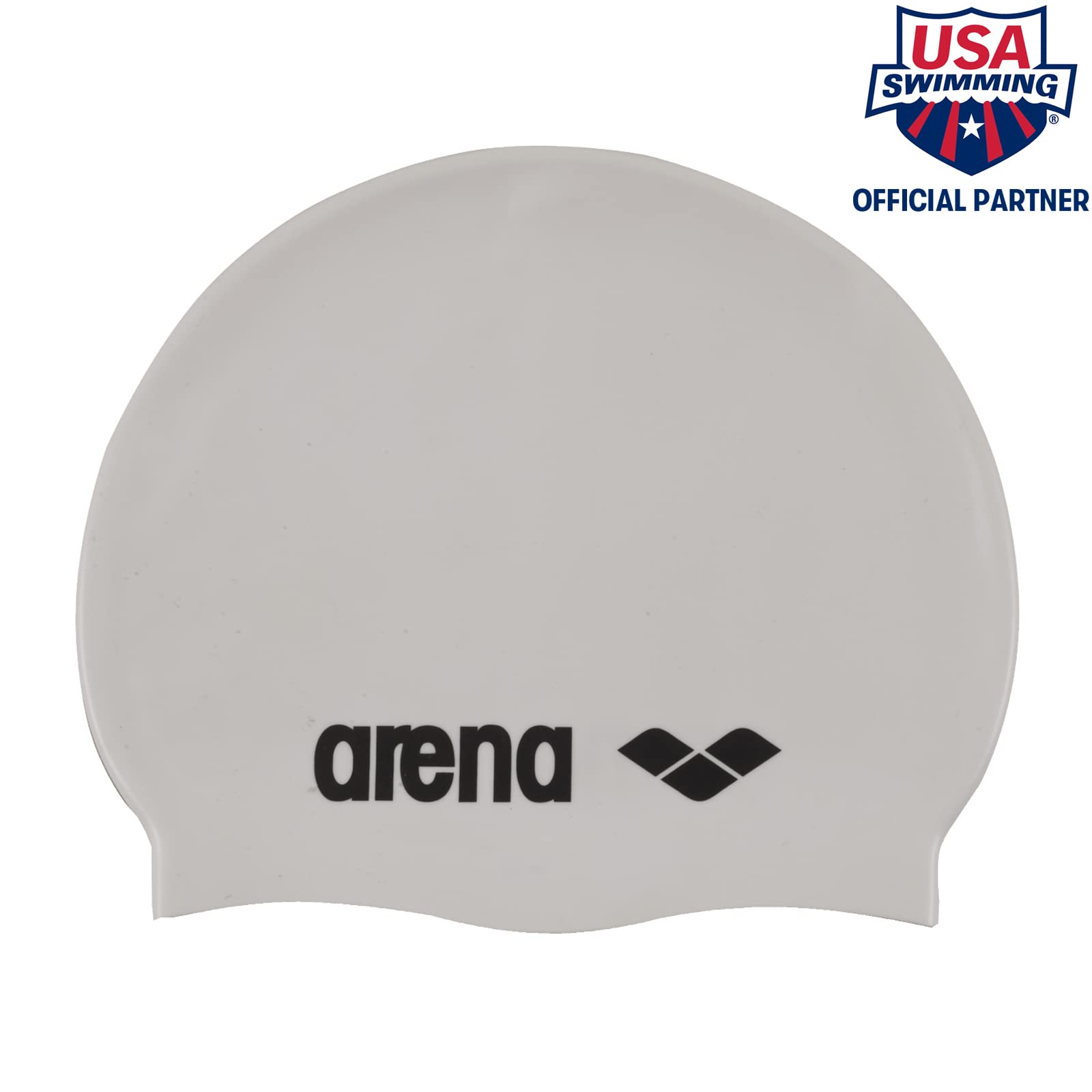 Arena Classic Unisex Silicone Swim Cap For Adults, Training And Racing, 100% Silicone, Wrinkle-Free, Whiteblack