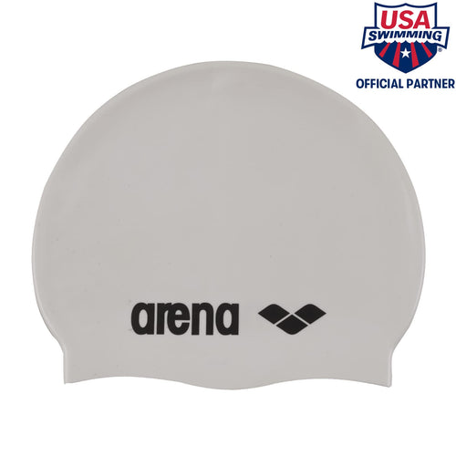 Arena Classic Unisex Silicone Swim Cap For Adults, Training And Racing, 100% Silicone, Wrinkle-Free, Whiteblack