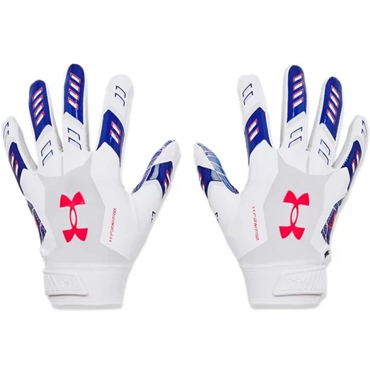 Under Armour Men'S F9 Nitro Novelty Football Gloves, (102) White/Royal/Red, Medium