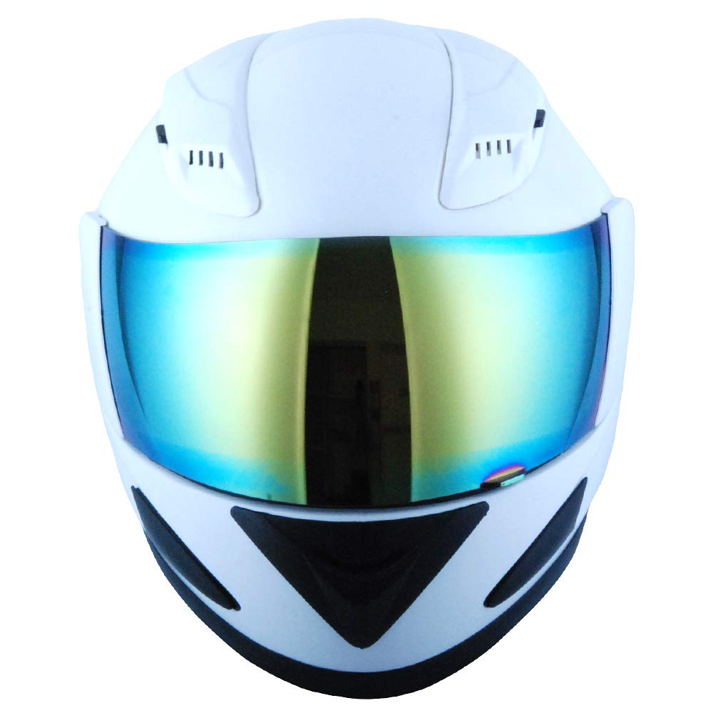 1Storm Motorcycle Bike Full Face Helmet Mechanic  Motorcycle Bluetooth Headset: Glossy White
