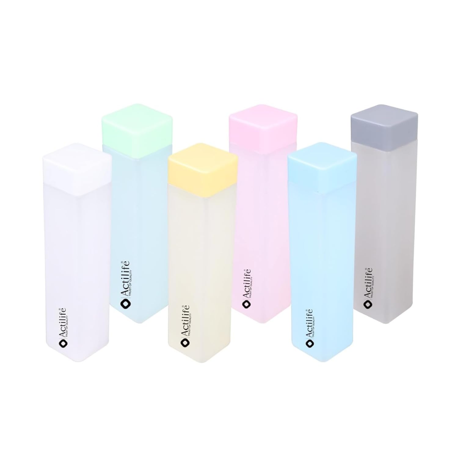 Actilife Frosty Plastic Food Grade Fridge Square Water Bottle Gift Set Of 6 Pieces 1 Litre Reusable Drinking Water Bottles For R