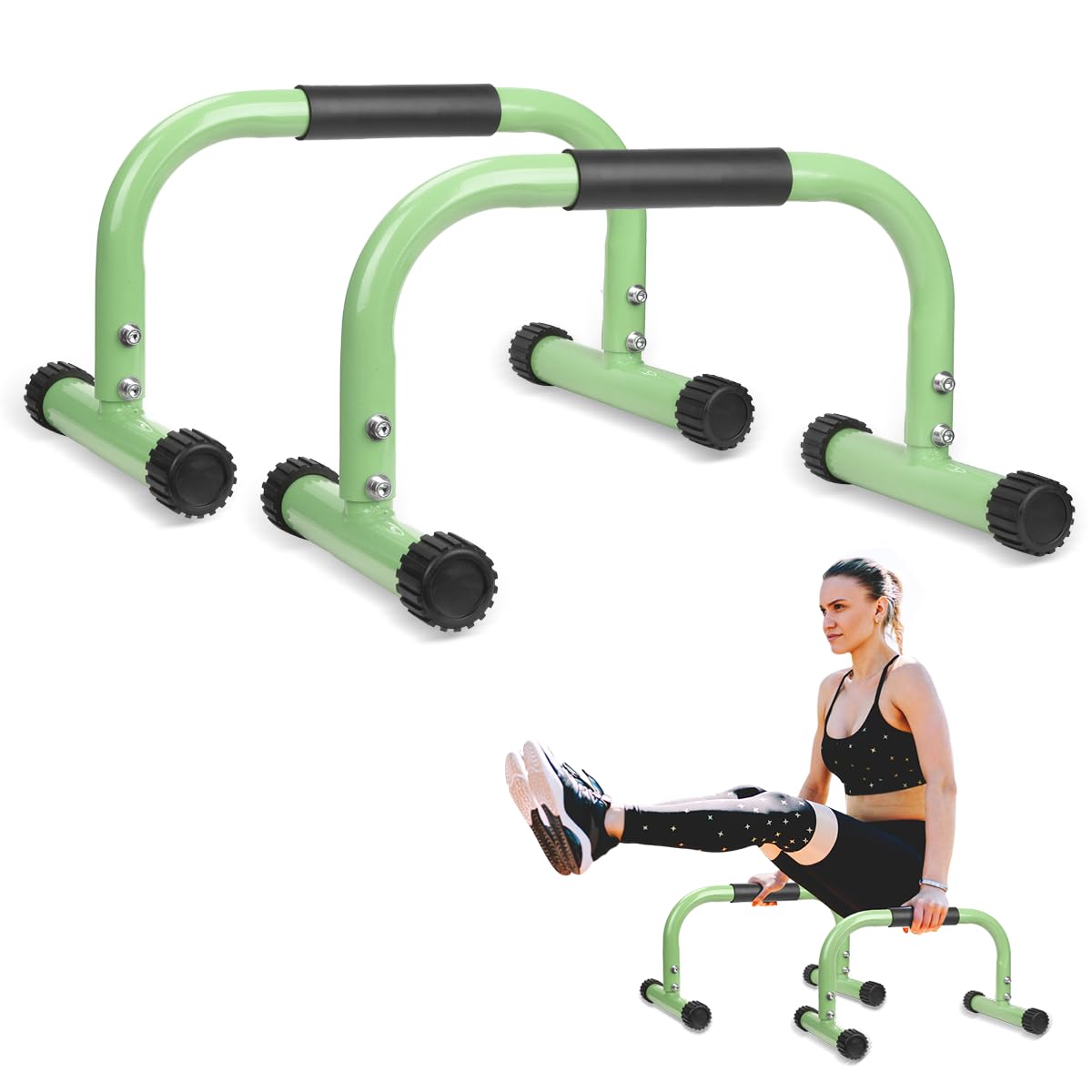 AmazeFan Parallettes Bars, Push Up Bars Strength Training For Handstands, Full Planche & Dips, Calisthenic, Gymnastic, [16.6x10x