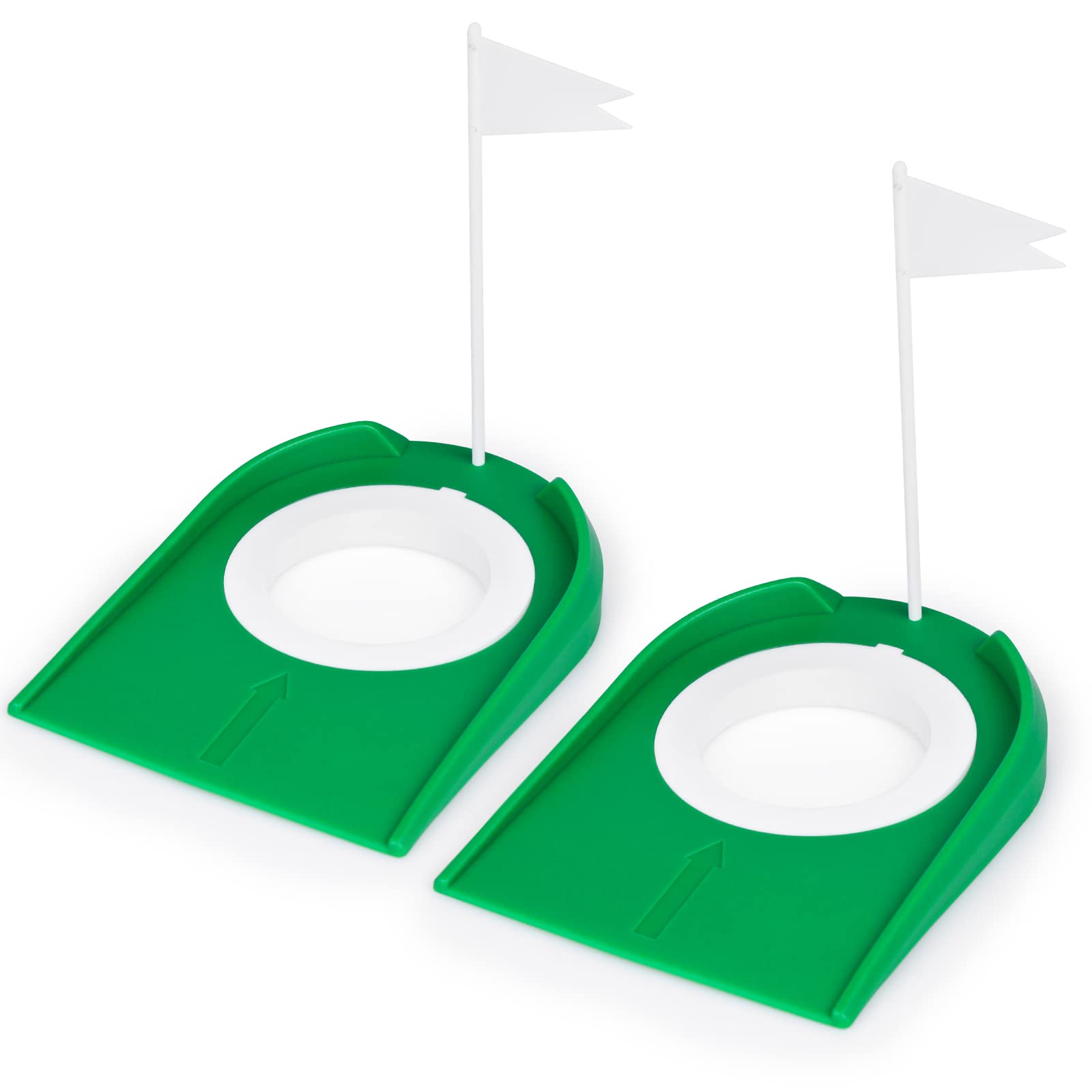 Hooqict 2 Pack Golf Putting Cup With Flag Indoor Practice Training Aids Plastic Golf Putting Hole Putter Regulation Cup For Kids