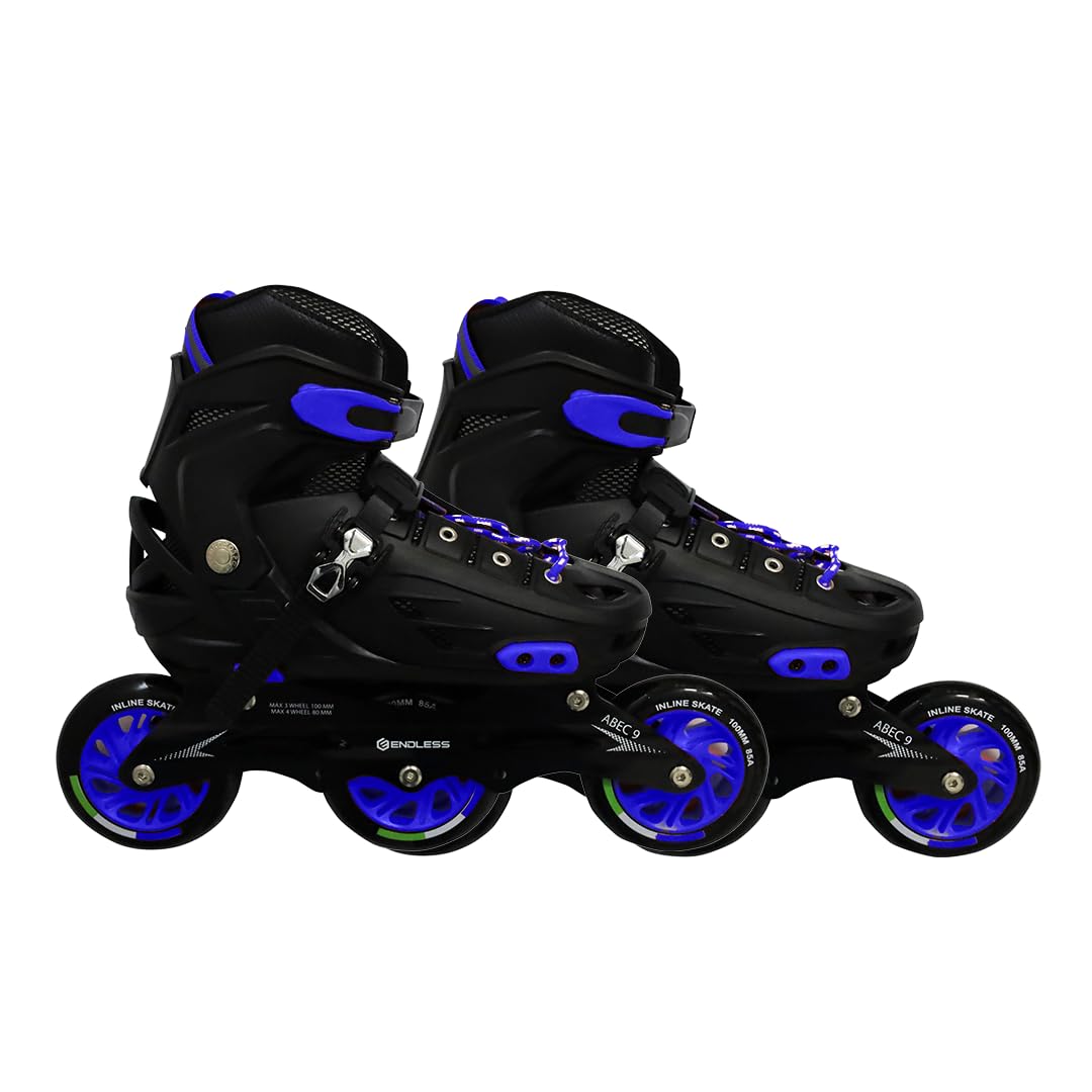 Endless EL1033 Inline Adjustable Skate | Color: Blue | Size: Medium (US1-US5) | for Kids 6 to 12 Years | Aluminium Chassis & 100