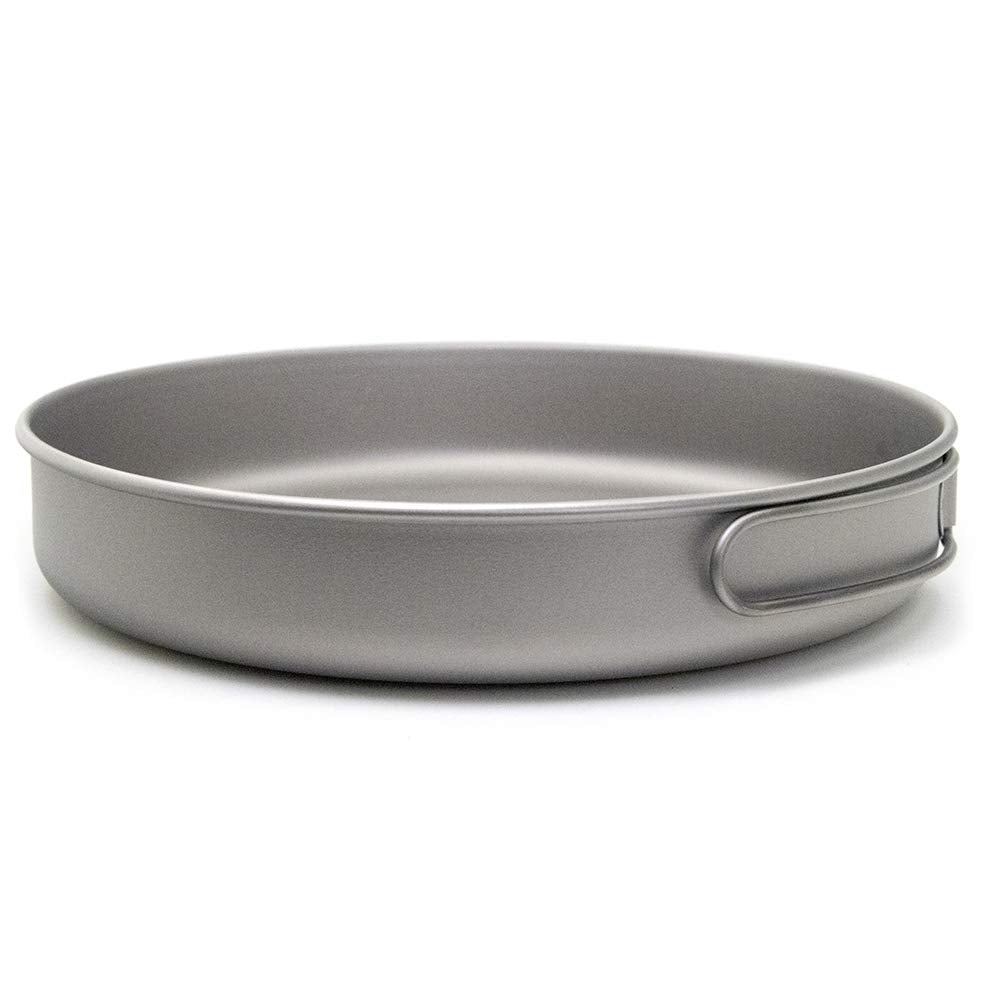 Lixada Ultralight Titanium Frypan Outdoor Camping Hiking Picnic Cooking Frying Pan 1000Ml With Folding Handle
