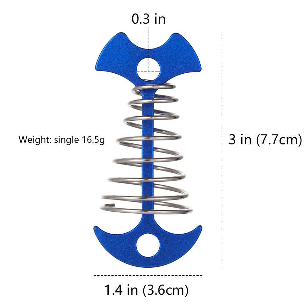 Fishbone Deck Anchor Pegs With Carabiners, Aluminium Deck Tent Stakes With Spring Buckle Aluminium Deck Windproof Tent Stakes Fo