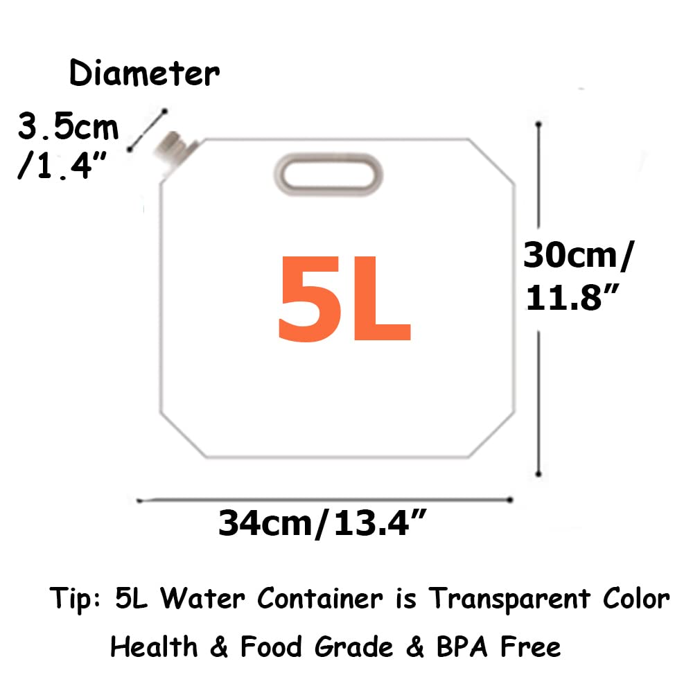Supant 5 Litres Collapsible Water Jug Container, Freezable, Bpa Free Plastic Water Carrier Tank, Outdoor Folding Water Bag For S