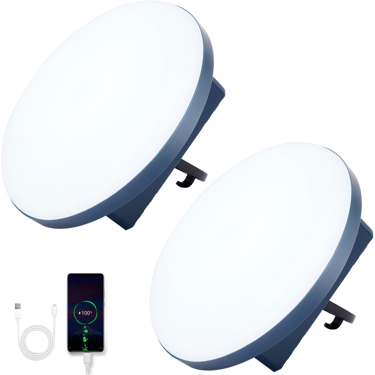 2Pack Tent Light Rechargeable, 60W Camping Lights, Hanging Tent Lights with Magnet, Canopy Lights Outdoor, LED Camping Lantern, 
