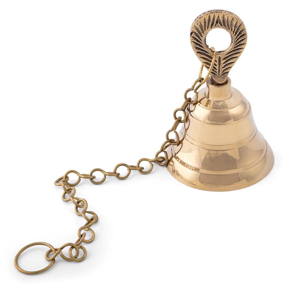 Alodie  Hanging Bells For Pooja Room Decoration Items Brass Chain For Hanging Bell For Mandir Decor  Temple Bell For Home Door