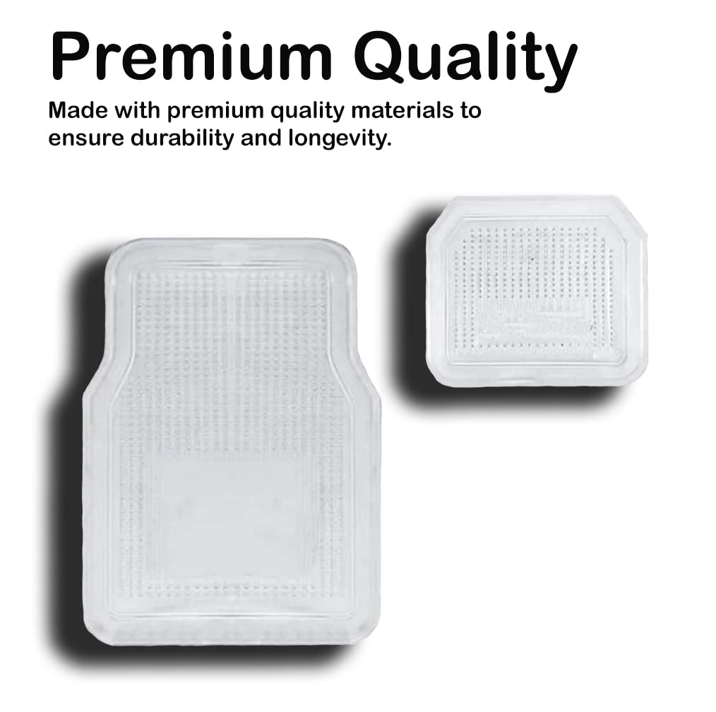 Vaygway All Weather Floor Mats-Universal 4 Piece Car Interior- Rubber Clear Car Plastic Rug- Heavy Duty Weather Protection Mats