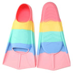 Foyinbet Kids Swim Fins,Short Youth Fins Swimming Flippers For Lap Swimming And Training For Children,Girls,Boys (Macaron, Mediu