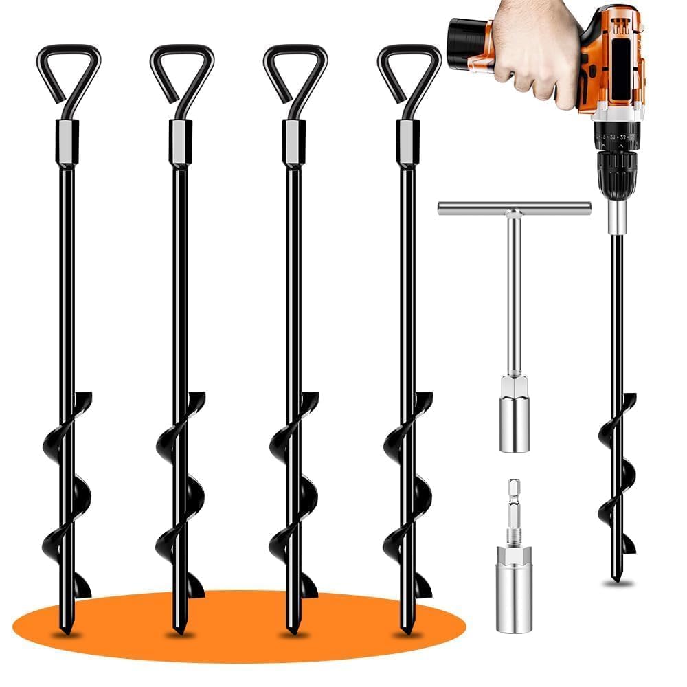 Ground Anchors Screw In Tent Stakes Heavy Duty Trampoline Stakes High Winds, Ground Anchors For Camping Tent, Canopies, Carports