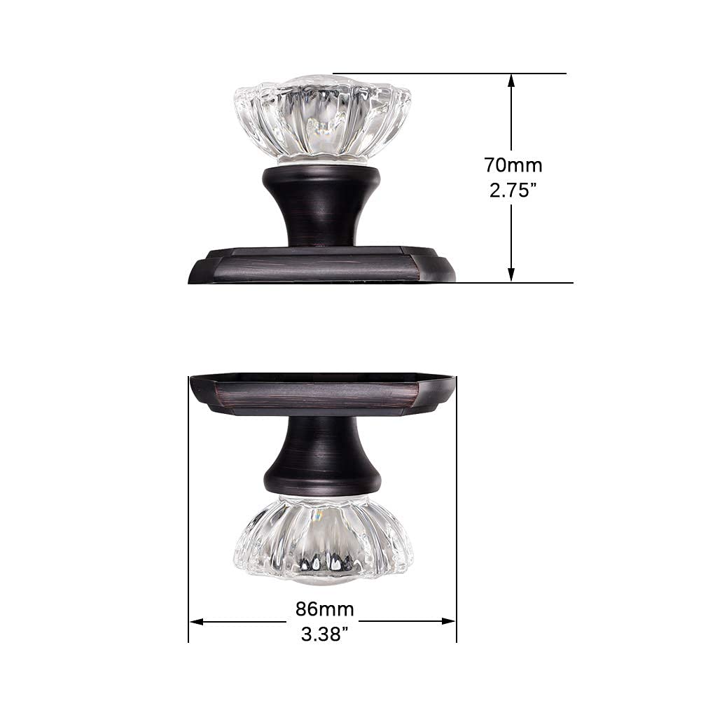 Clctk 4 Pack Glass Dummy Door Knobs, Inactive Crystal Half-Dummy Door Knobs For Closetbifold, Oil Rubbed Bronze