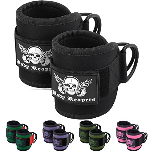 Body Reapers Gym Ankle Strap For Cable Machine, Adjustable Ankle Straps For Working Out, Neoprene Padded For Glute Kickbacks & L