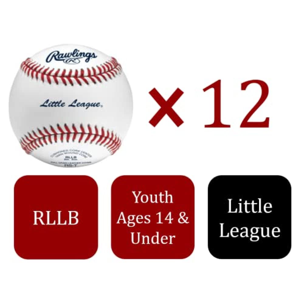 Rawlings | LITTLE LEAGUE Tournament Grade Baseballs | Leather Cover | RLLB | Ages 14U | Game/Practice Use | 12 Count