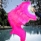 Weisipu 1.8M Artificial Silk Belly Dance Handmade Bamboo Fans Veils Right Hand (Pink)