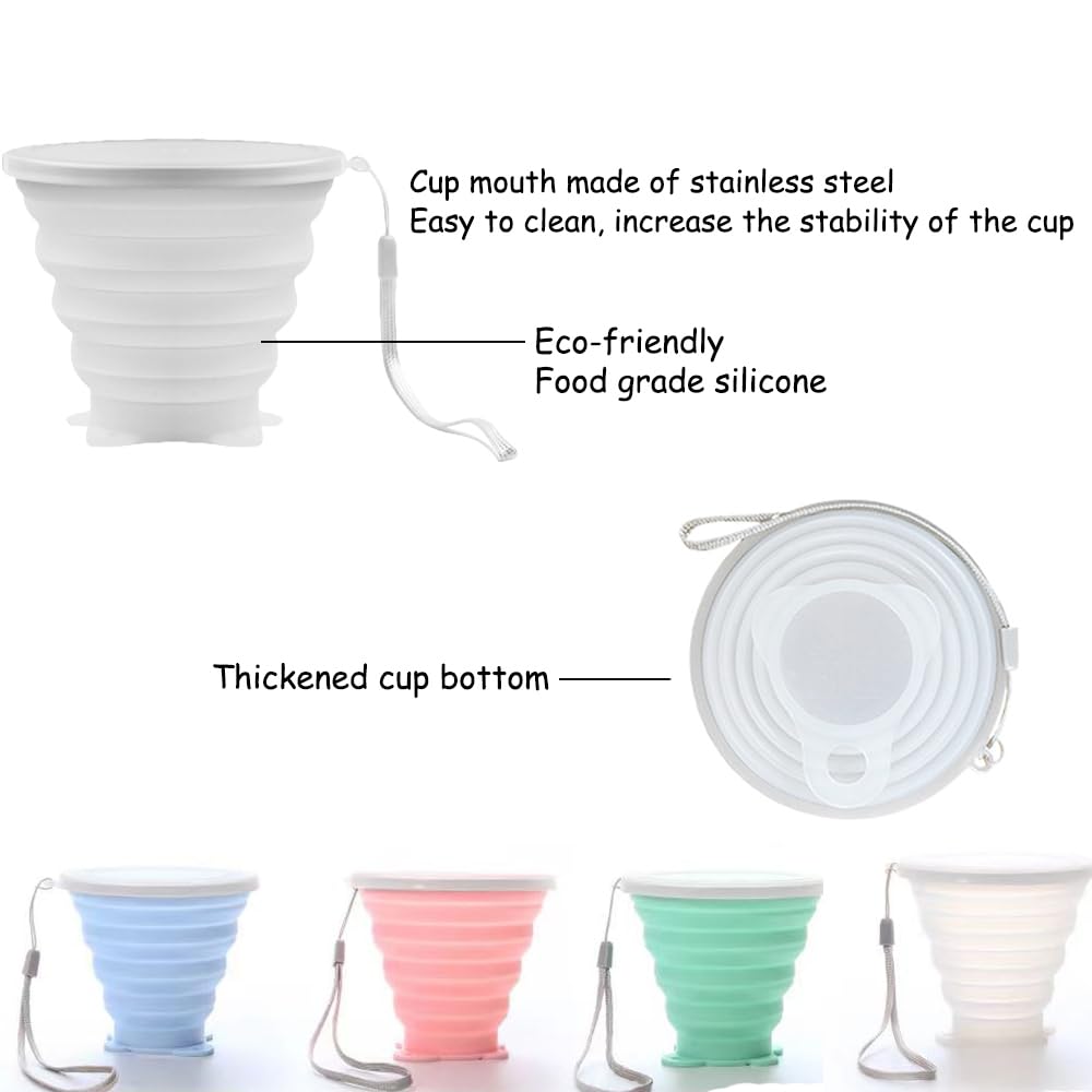 Intatikoo Silicone Collapsible Cups For Camping Travel,Small Portable Backpacking Camping Cup For Outdoor,Reusable Folding Trave