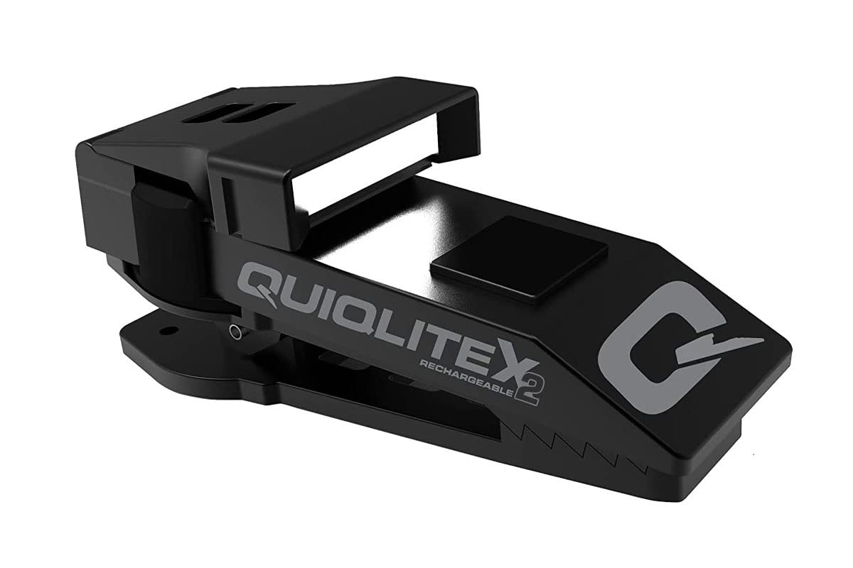 QUIQLITEX2 White LITE Hands-Free LED Pocket Light, 20-200 lumens, Safety Strobe, Aluminum Housing (USB Rechargeable)