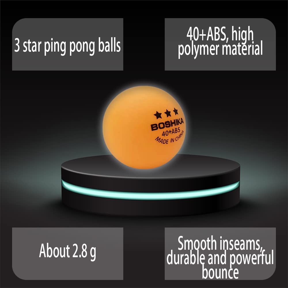 3 Star Ping Pong Balls Bulk Resilient Advanced Training 40+ Table Tennis Balls 100 Pack (Orange)