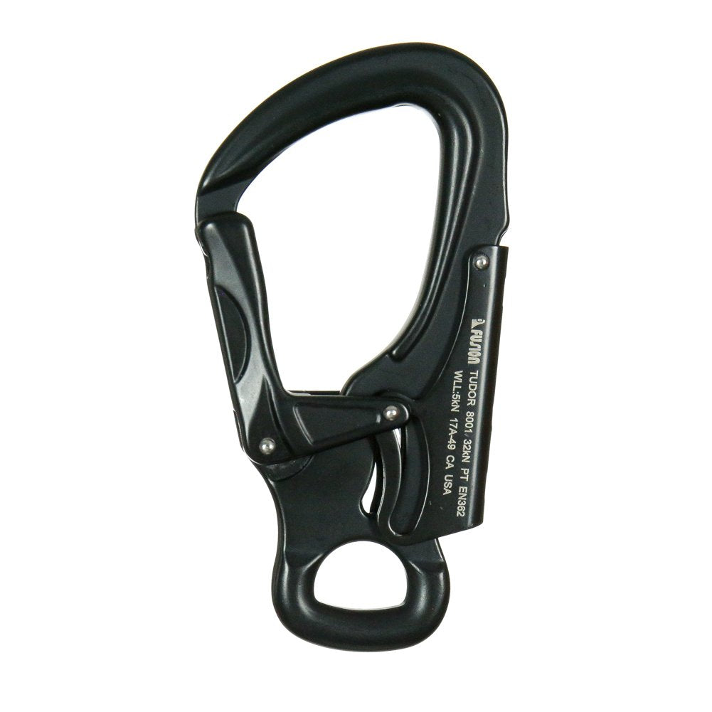 Fusion Climb Tudor Lightweight Aluminum Double Locking Captive Eye Snap Hook Carabiner 32kN Black (FP-8001-BLK)