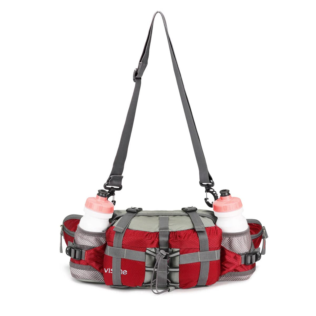 Viscne Outdoor Fanny Pack Hiking Fishing Waist Bag 2 Water Bottle Holder Lumbar Pack