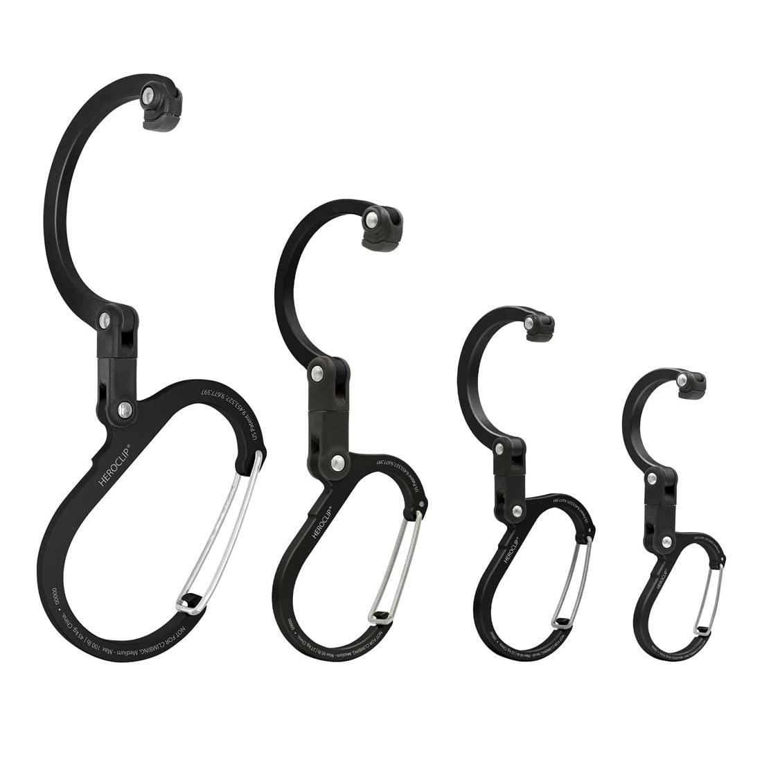 Gear Aid Heroclip Carabiner Gear Clip And Hook (Large, Medium, Small, Mini) For Camping, Backpack, Suitcases, Purse And Garage O