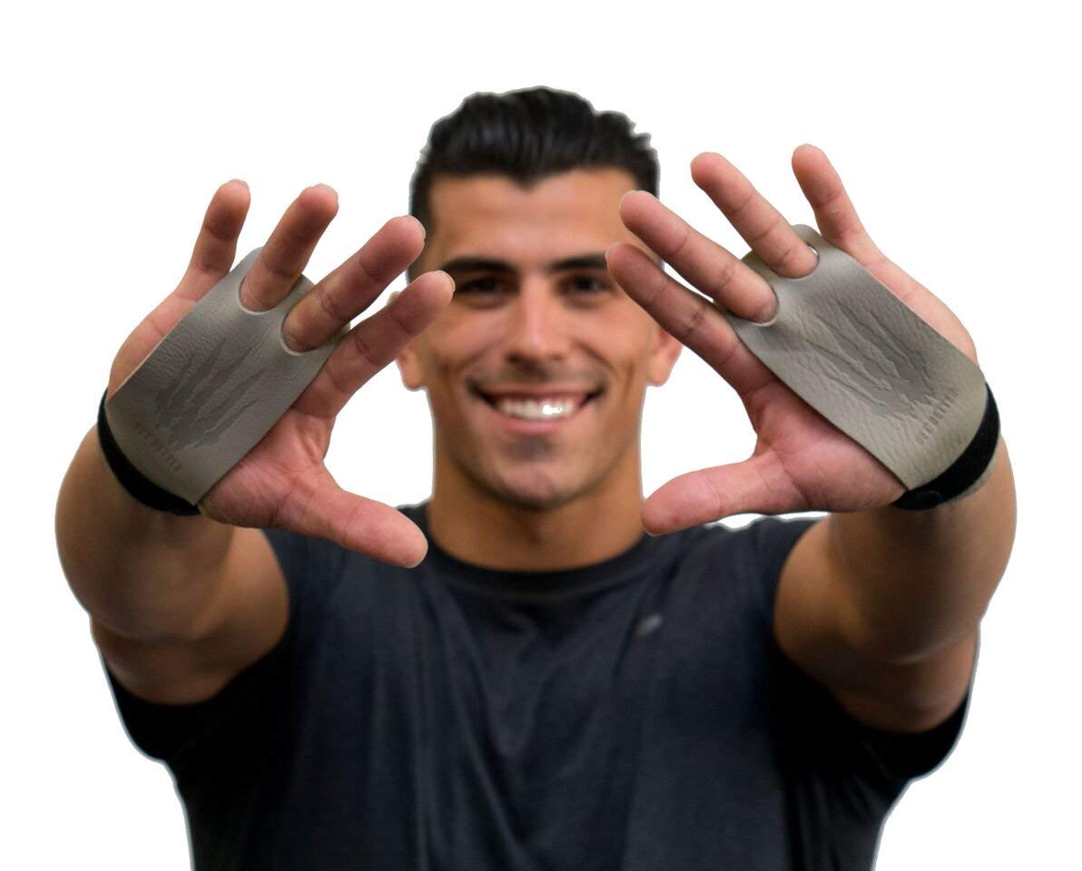 Bear KompleX 2 Hole Leather Hand Grips for Workouts, Pull-ups, Weightlifting, WOD Gymnastics, Crosstraining Palm Grips with Wris