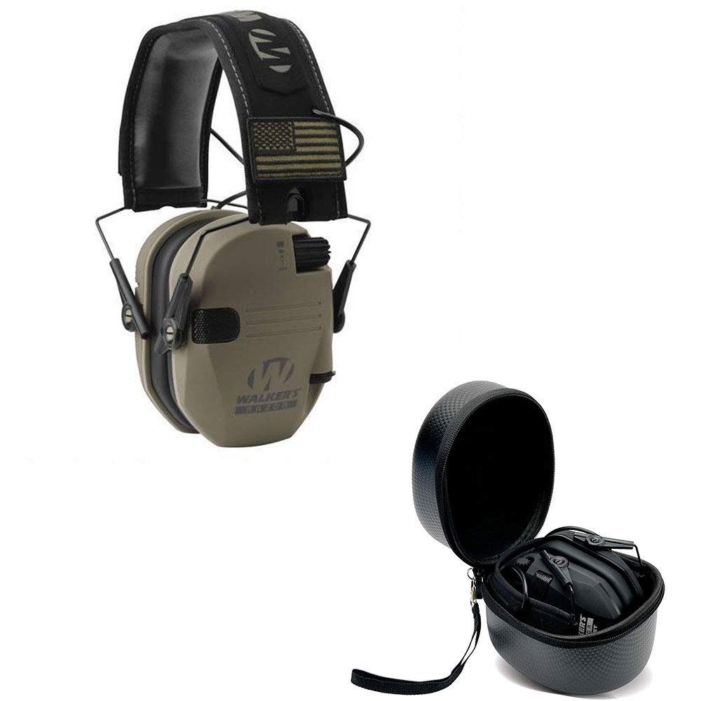 Walker's Razor Slim Shooter Electronic Hunting Folding Hearing Protection Earmuffs w/ 23dB Noise Reduction and Shockproof Carryi