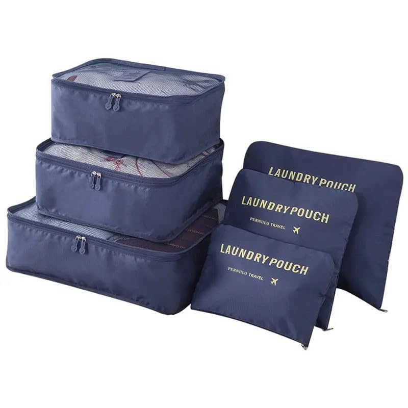 Vroxy Packing Cubes Laundry Bag 6 In 1 Polyester Secret Pouch Travel Bag Organizer Travelling Set Suitcase Storage Bag (1Pcs)
