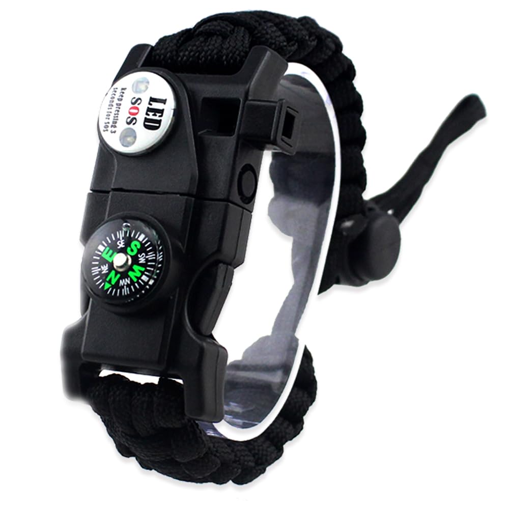 Daarcin Survival Paracord Bracelet,Fire Starter,Waterproof Sos Light, Compass, Whistle, Adjustable Ak87 20 In 1,Outdoor Ultimate