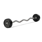 Titan Fitness 40 Lb Rubber Ez Curl Fixed Barbell, Pre-Loaded Weight Bar For Strength Training & Weightlifting