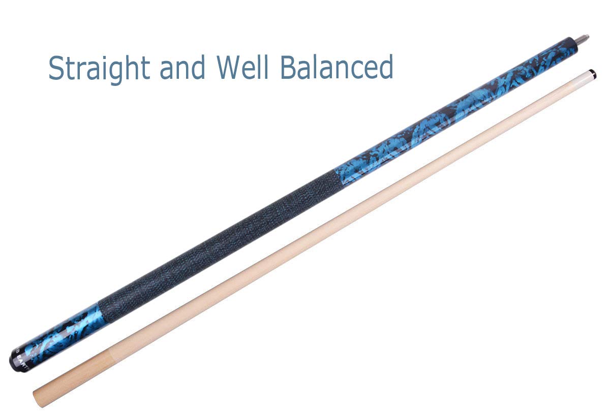 Ab Earth 58 Inch Hand-Painted Series 2-Piece Billaird Pool Cue Stick With Irish Linen Wrap (Blue, 19Oz)
