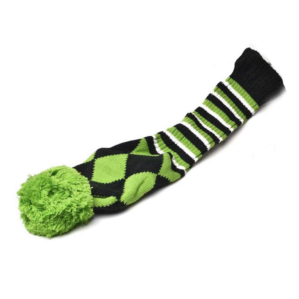 Gooaction 3Pcs Knitted Golf Head Covers 1-3-5 For Driver And Fairway Woods With Long Neck Sock Vintage Argyle Black And Dark Gre