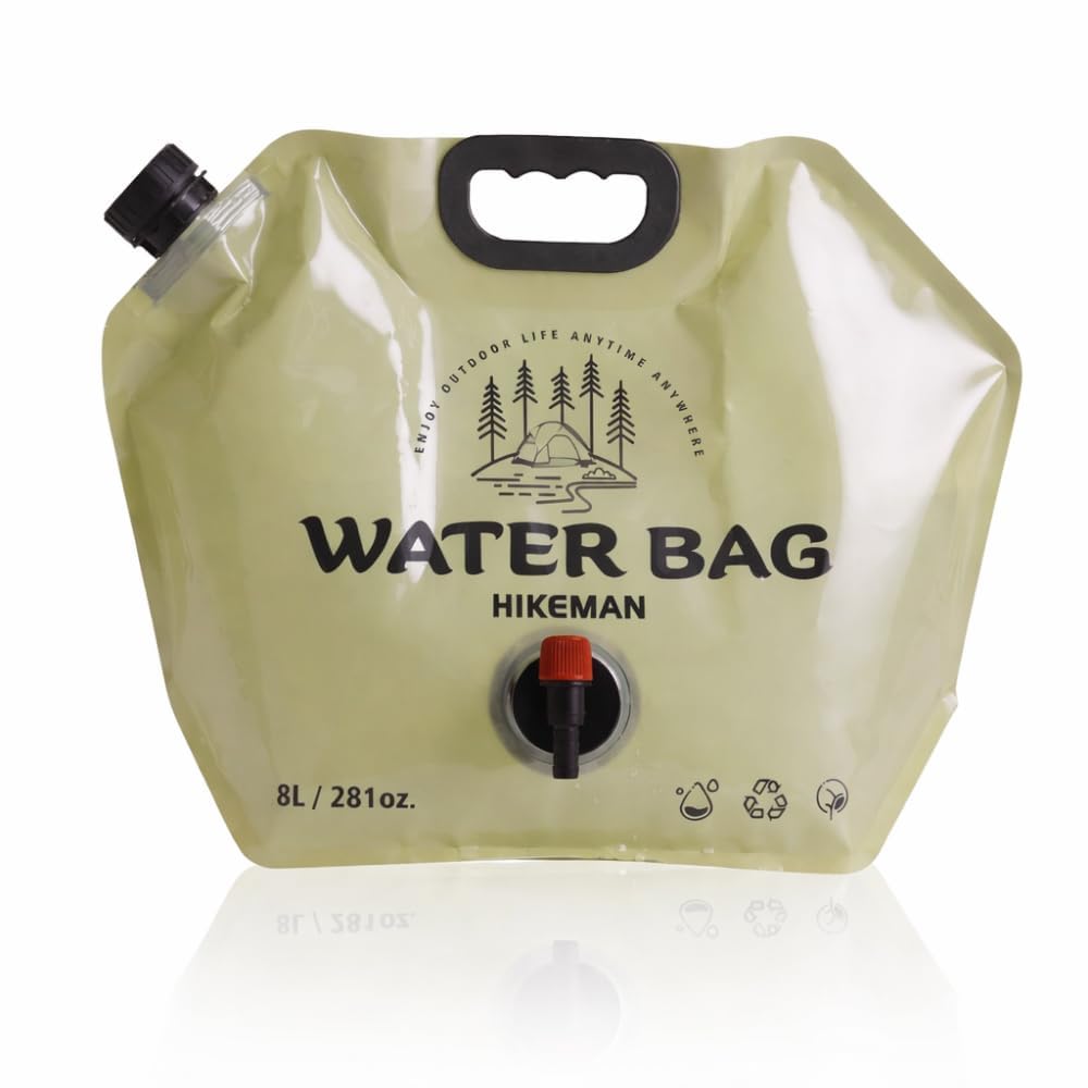 Hikeman 8L Collapsible Water Bag With Spigot & Handle  BpaFree Portable Camping Water Container