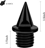 Vocool 100 Pcs 1/4Inch Black Stainless Steel Track And Cross Country Spikes With Spike Wrench, Pyramid Replacement Track Spikes