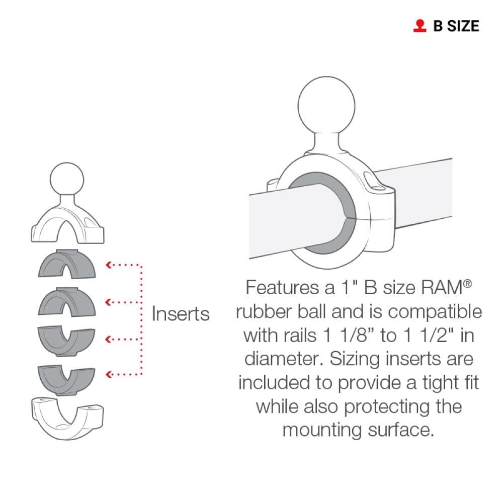 Ram Mounts Torque Large Rail Base Ram-B-408-112-15U With B Size 1 Ball