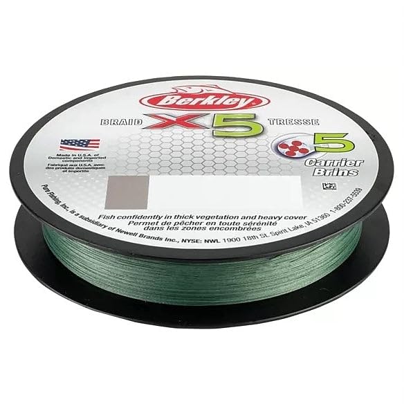 Berkley X5 Braid Superline, Low-Vis Green, 10-Pound Break Strength, 328Yd Fishing Line, Suitable For Freshwater And Saltwater En