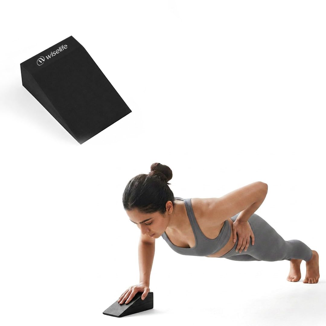 WiseLife Yoga Foam Wedge Blocks, NonSlip block for Squats, Strength Training, Back Support, Lower Leg, Workout, Exercise, Stret